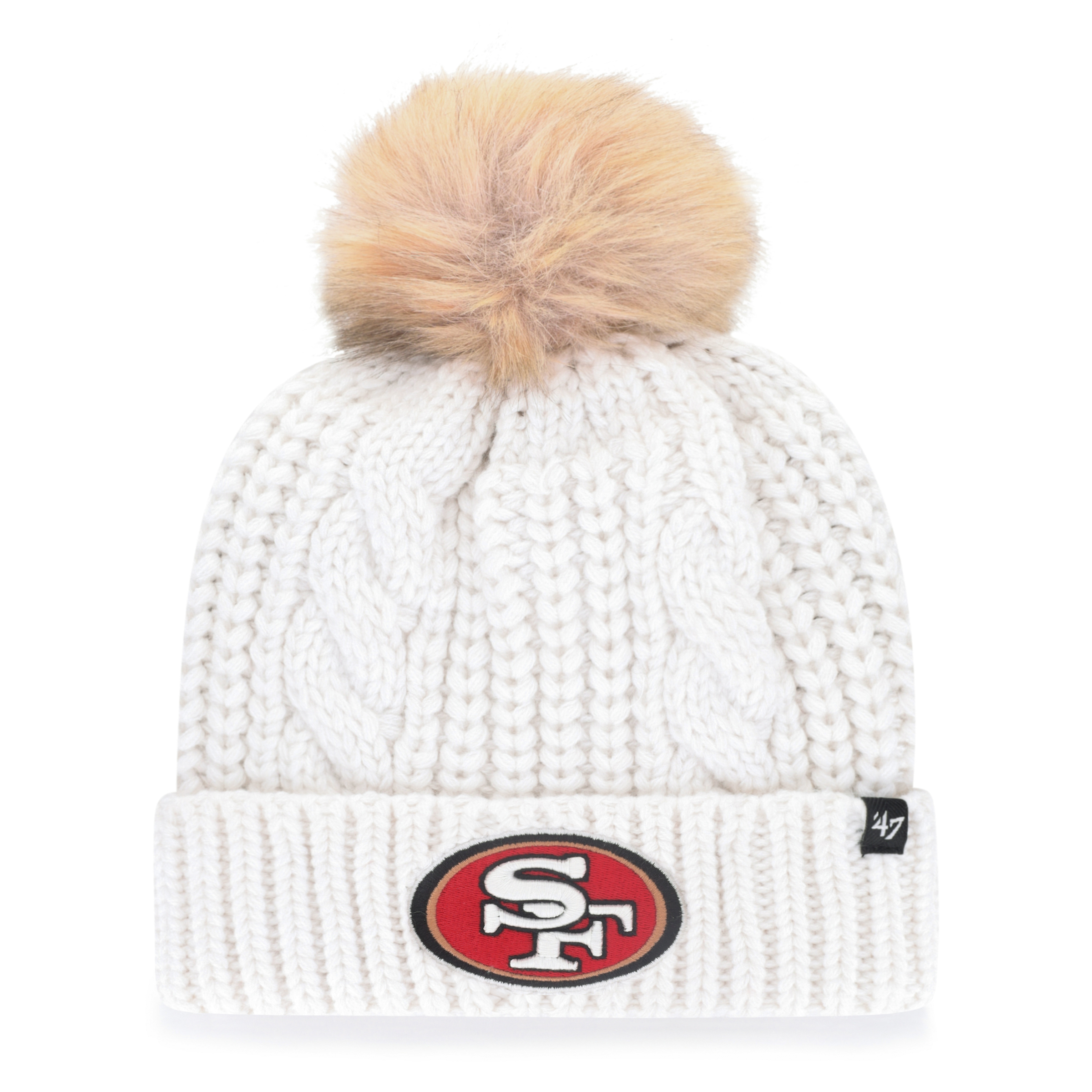 Women's '47 White San Francisco 49ers Meeko Cuffed Knit Hat with Pom