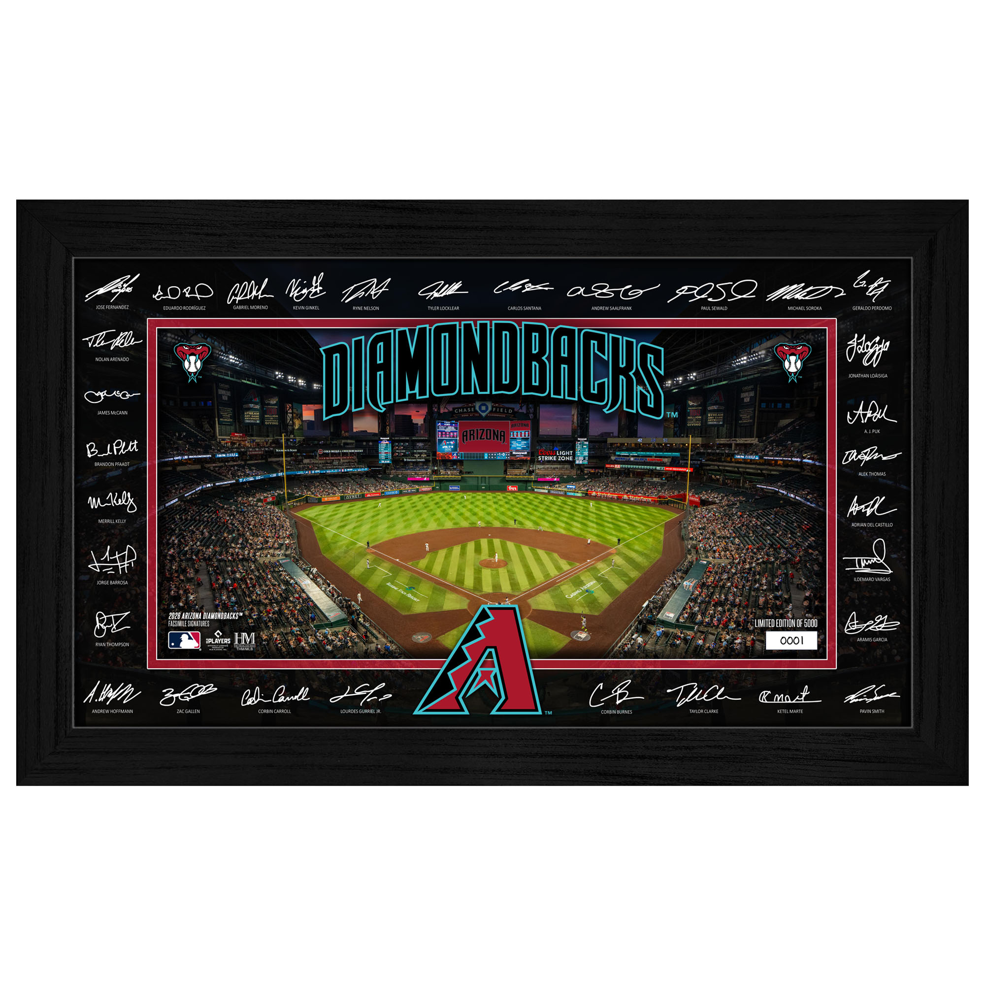 Highland Mint Arizona Diamondbacks 12" x 20" 2026 Signature Field Photograph - Facsimile Signatures