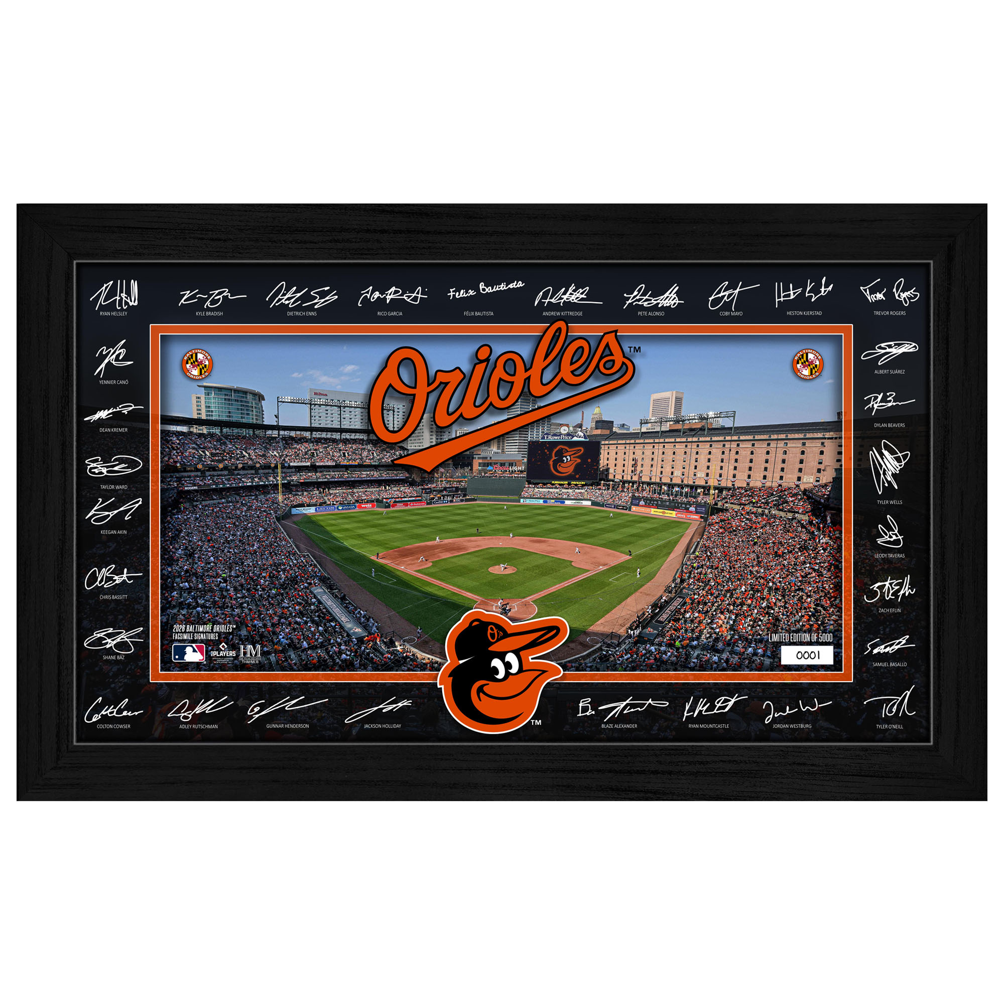 Highland Mint Baltimore Orioles 12" x 20" 2026 Signature Field Photograph - Facsimile Signatures