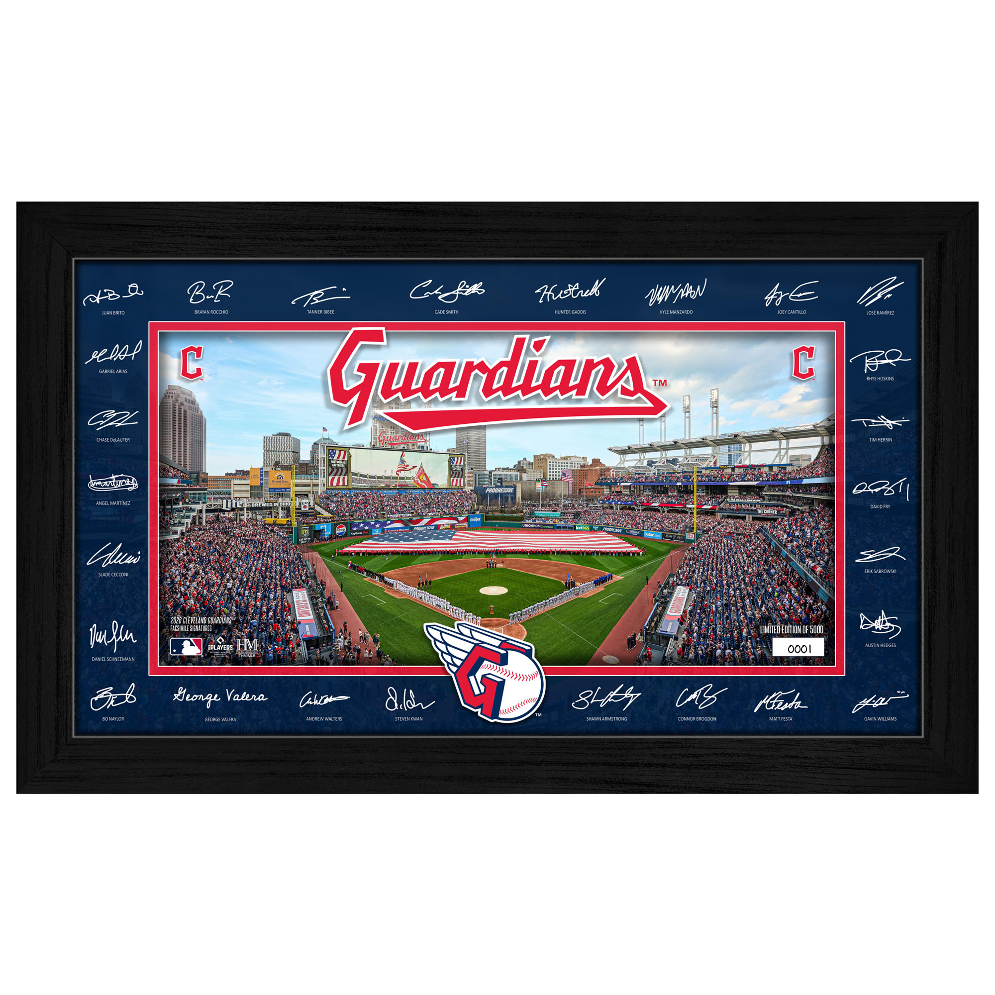 Highland Mint Cleveland Guardians 12" x 20" 2026 Signature Field Photograph - Facsimile Signatures