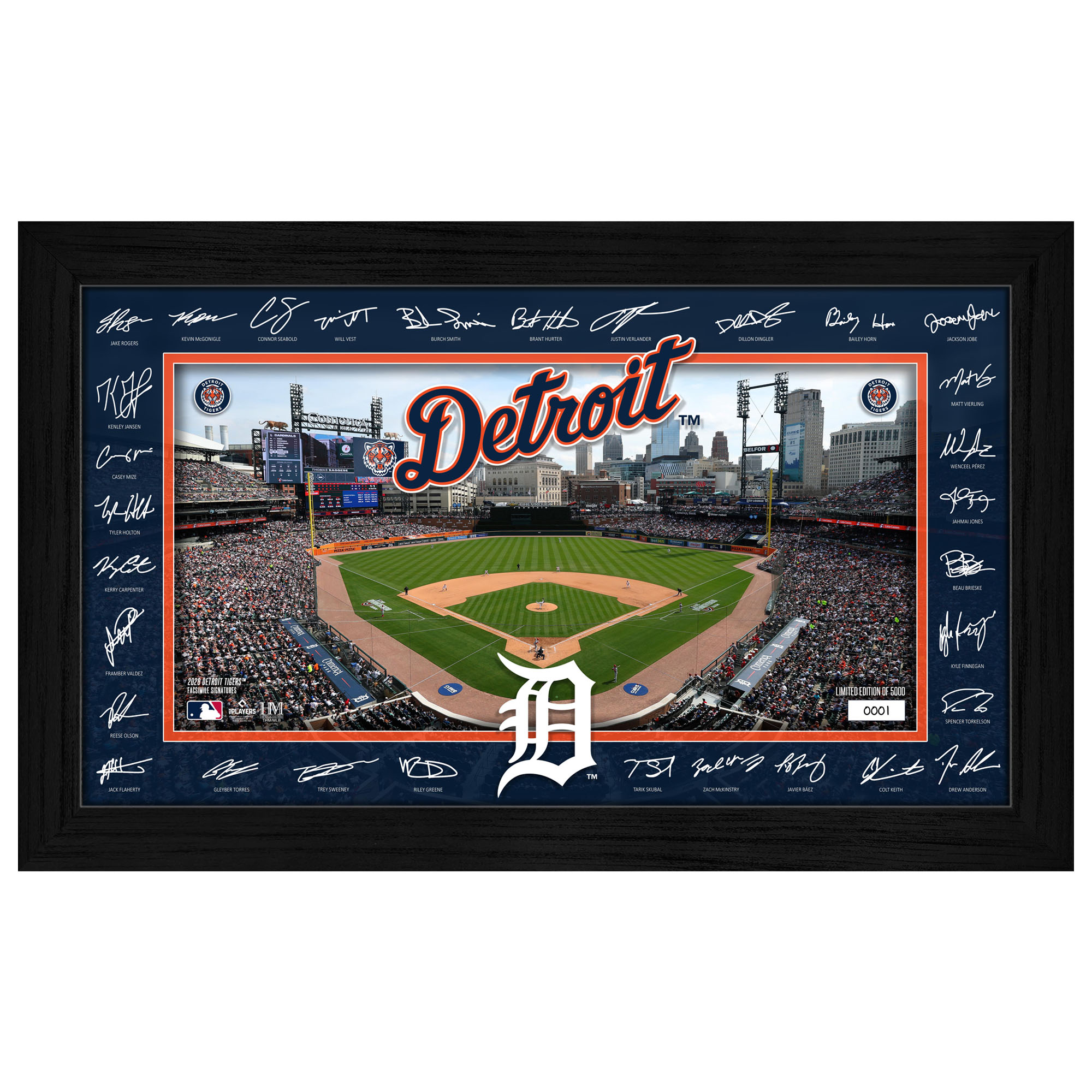 Highland Mint Detroit Tigers 12" x 20" 2026 Signature Field Photograph - Facsimile Signatures