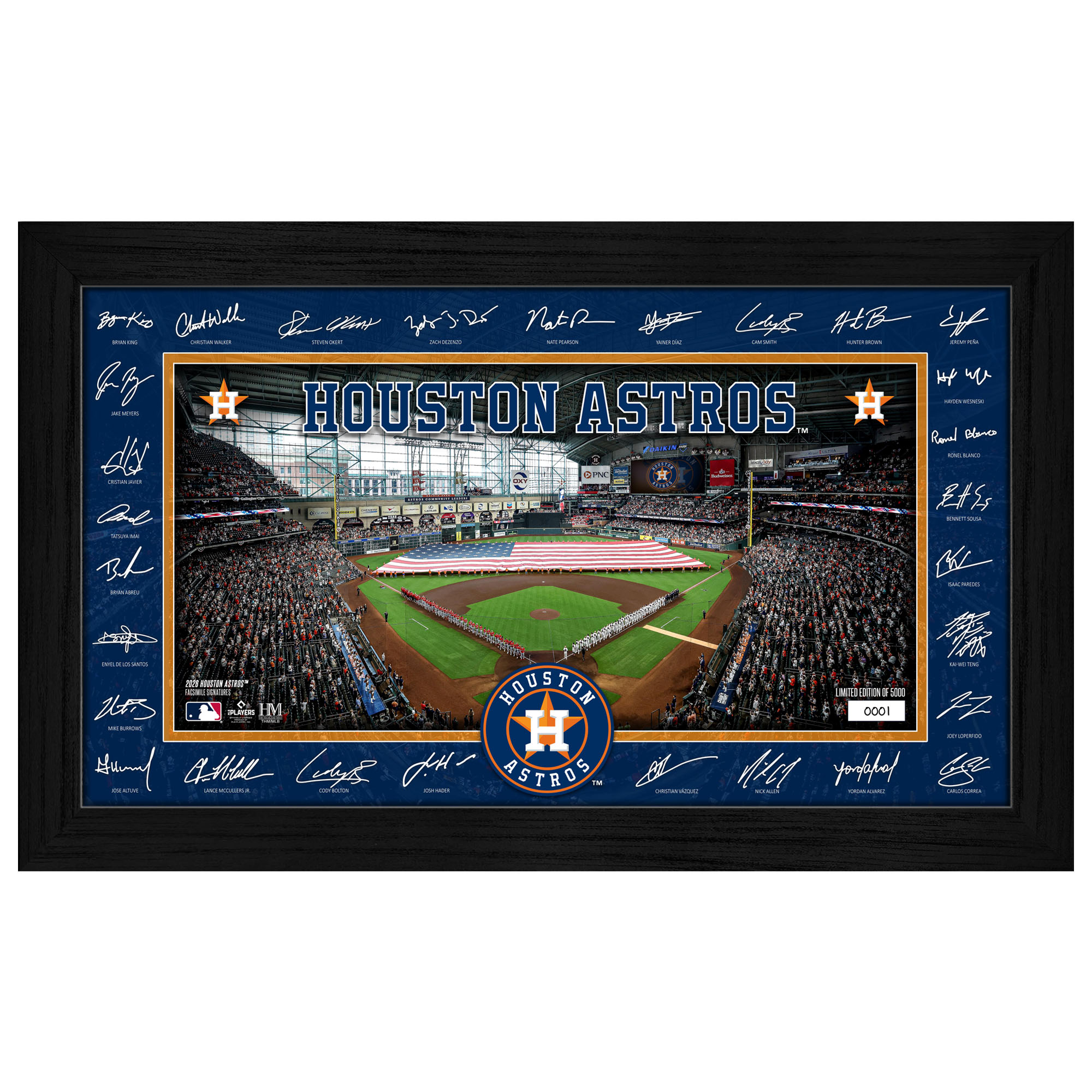 Highland Mint Houston Astros 12" x 20" 2026 Signature Field Photograph - Facsimile Signatures
