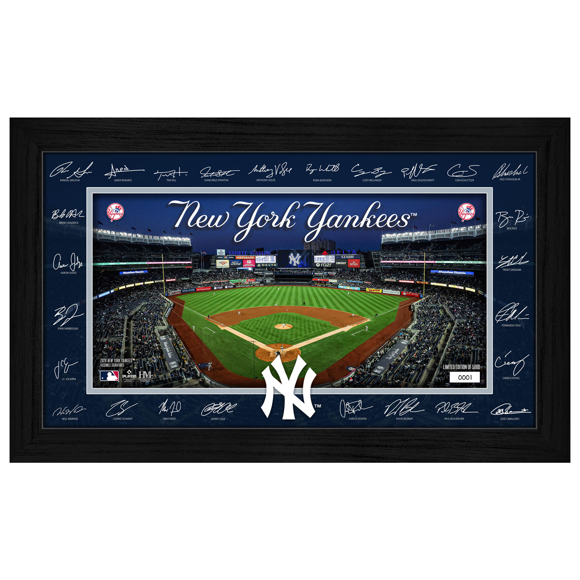 Highland Mint New York Yankees 12" x 20" 2026 Signature Field Photograph - Facsimile Signatures