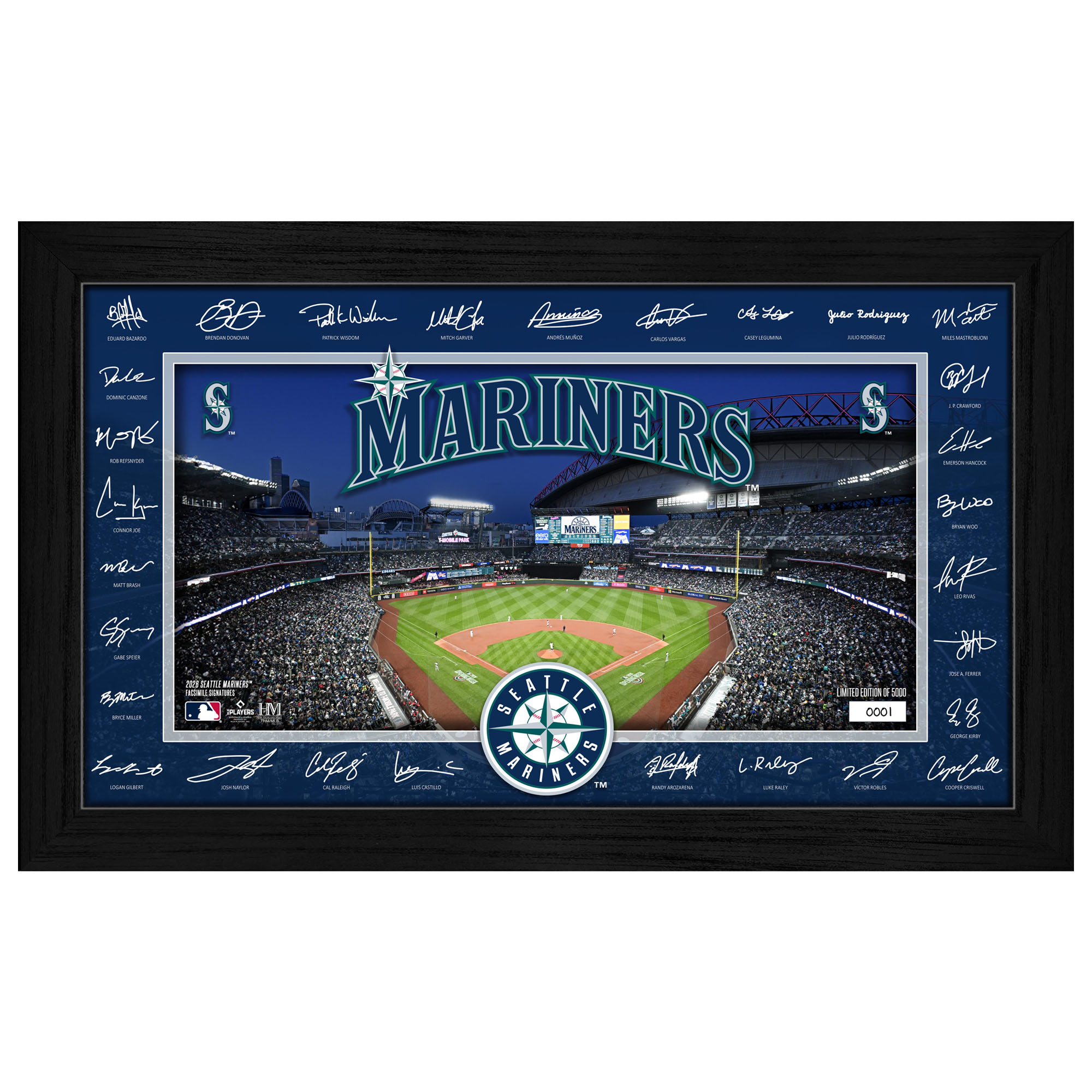 Highland Mint Seattle Mariners 12" x 20" 2026 Signature Field Photograph - Facsimile Signatures