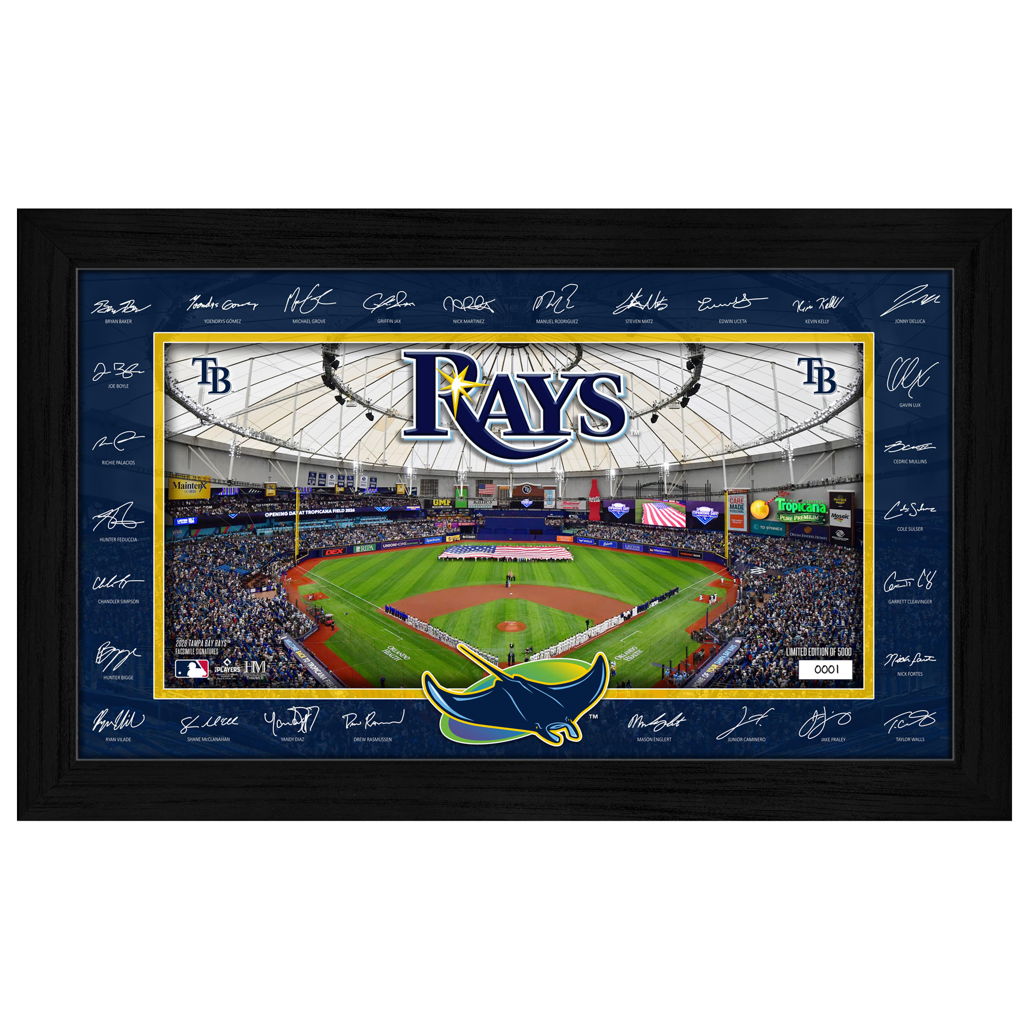 Highland Mint Tampa Bay Rays 12" x 20" 2026 Signature Field Photograph - Facsimile Signatures