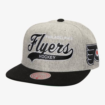 Men's Mitchell & Ness  Gray/Black Philadelphia Flyers Tailsweep 2.0 Melton Snapback Hat