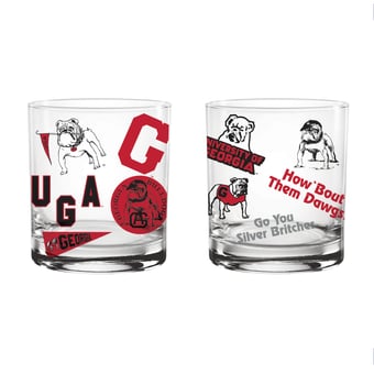 Indigo Falls Georgia Bulldogs Medley Vintage Rocks Glass - Set of 2