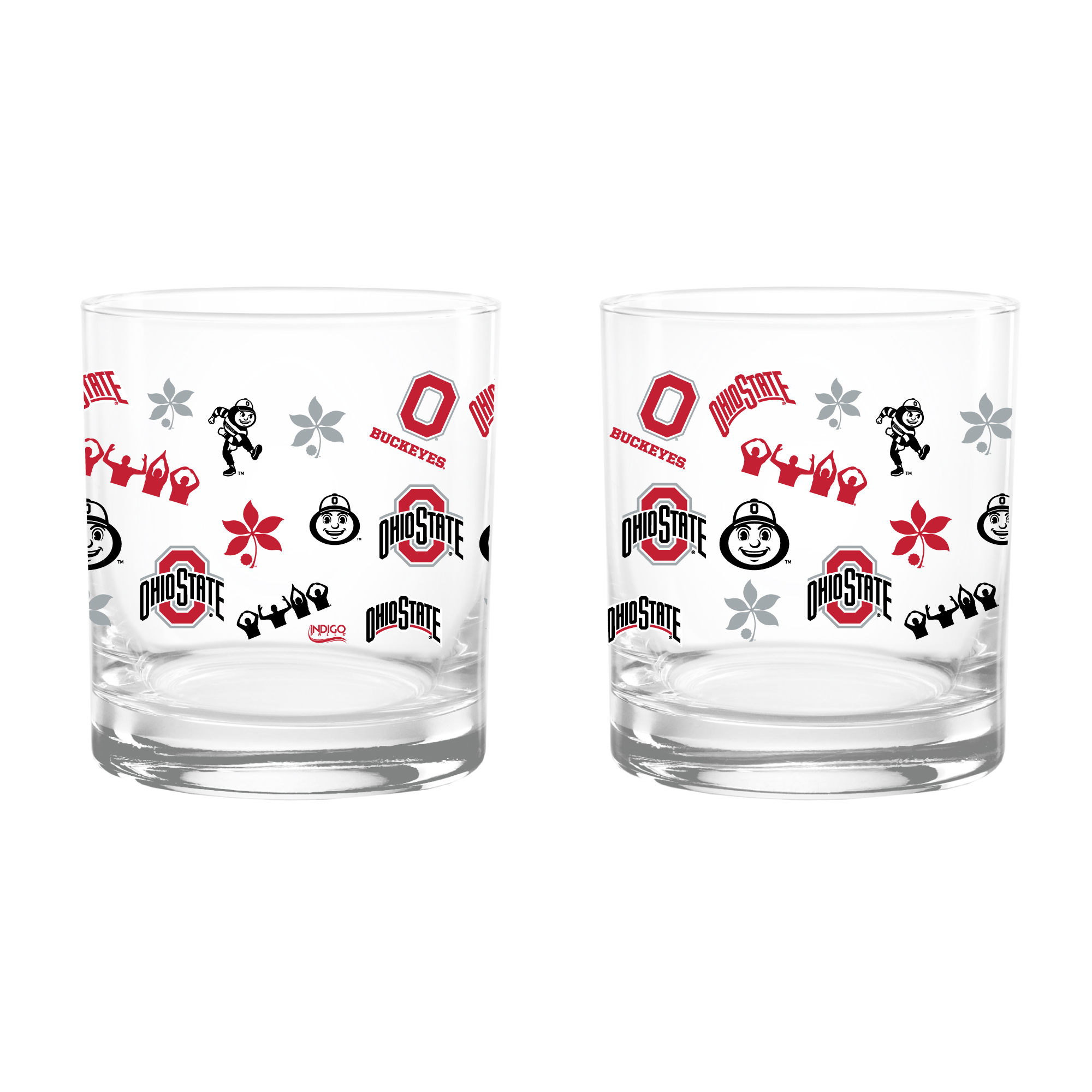 Indigo Falls Ohio State Buckeyes Medley Vintage Rocks Glass - Set of 2