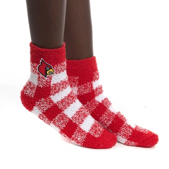 Unisex ZooZatz Louisville Cardinals Buffalo Check Quarter-Length Socks