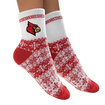 Women's ZooZatz Louisville Cardinals Holiday Quarter-Length Socks