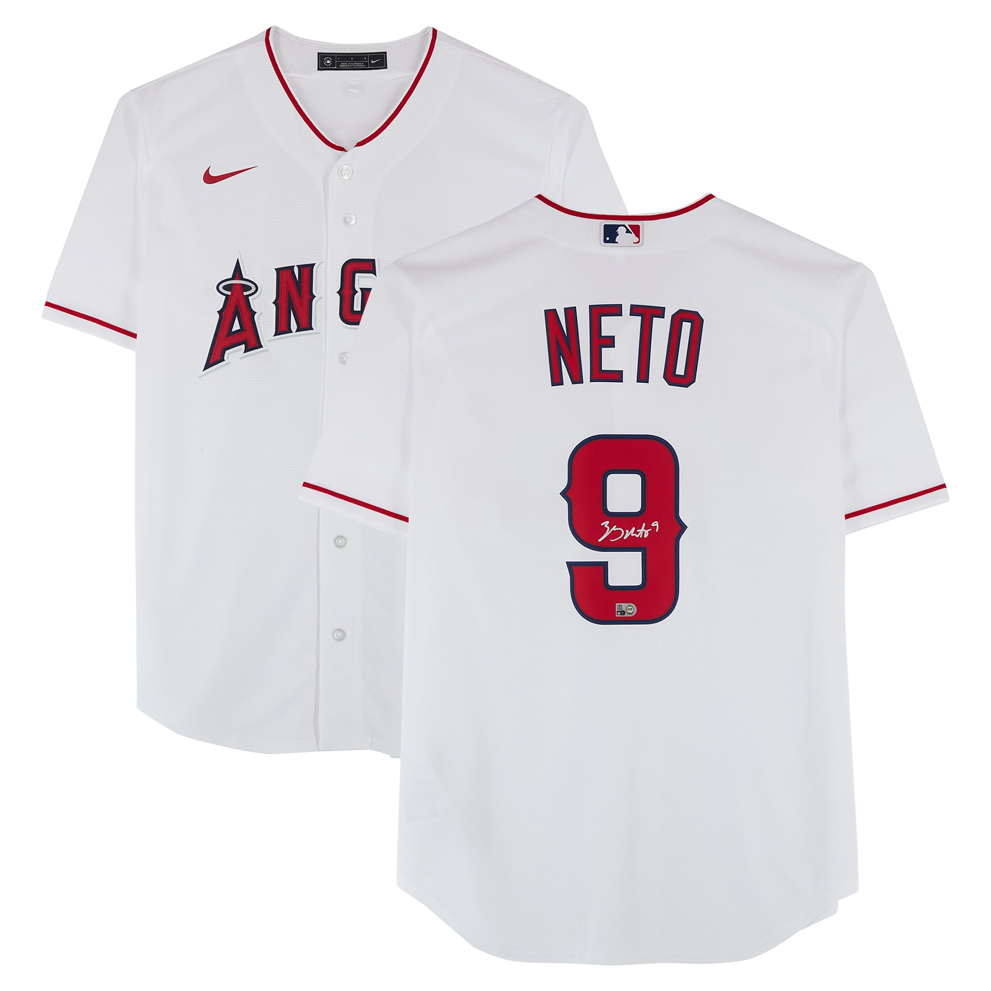Zach Neto Los Angeles Angels Autographed White Nike Replica Jersey