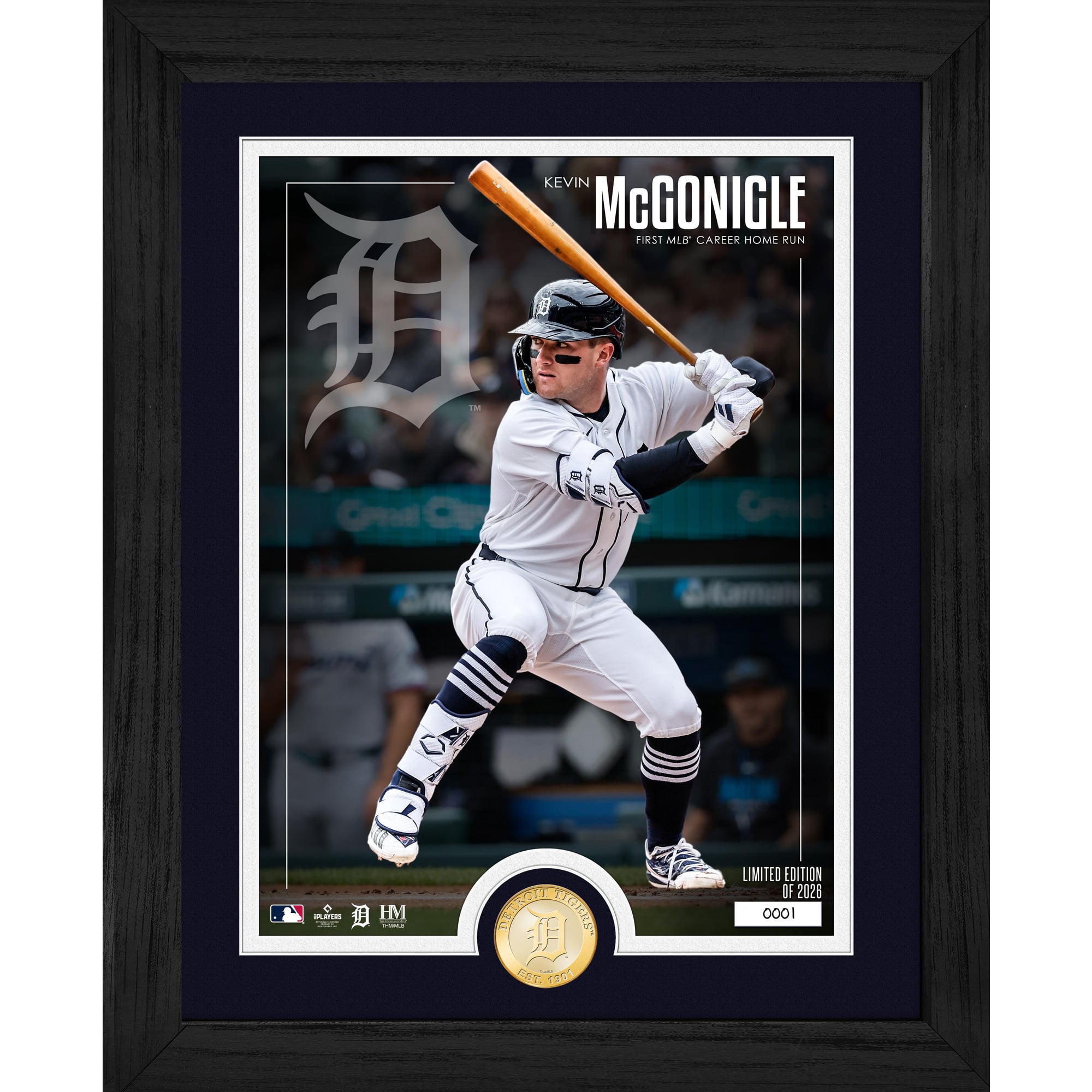 Highland Mint Kevin McGonigle Detroit Tigers First MLB Career Home Run 13" x 16" Bronze Coin Photo Mint