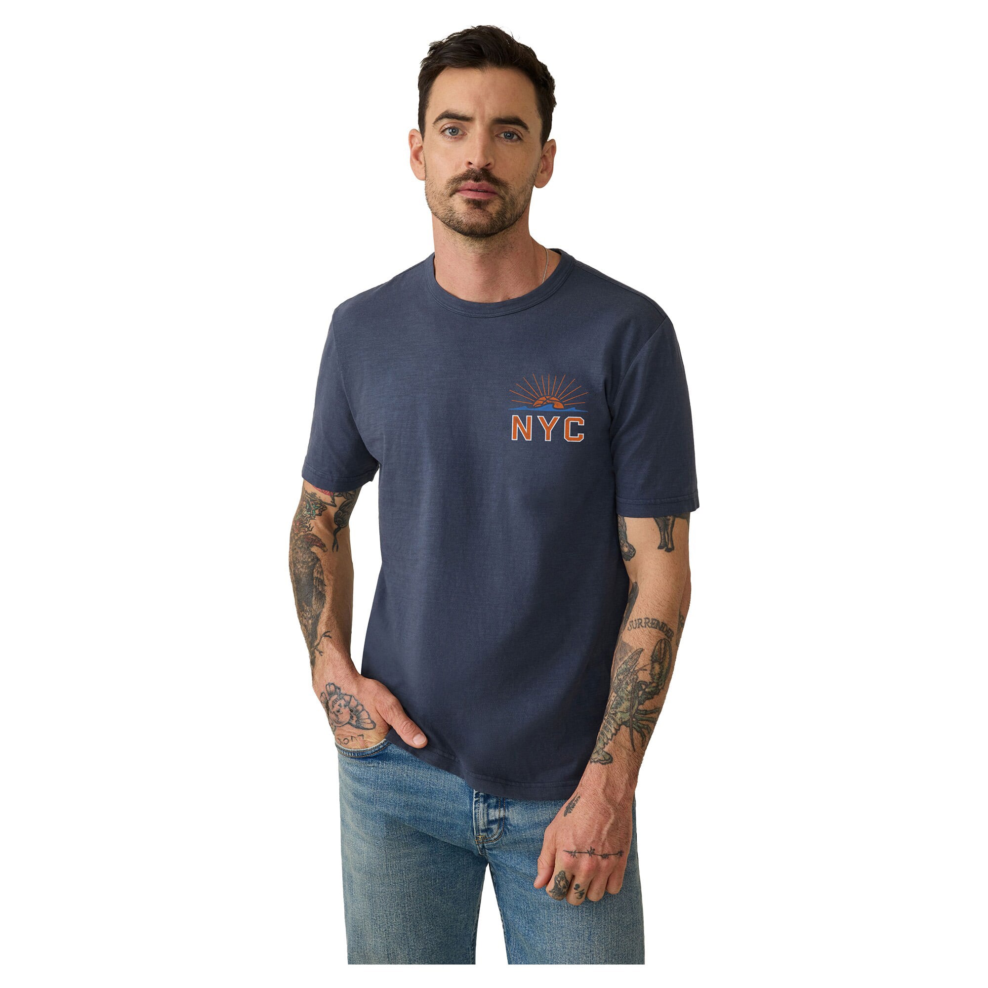 Men's Navy New York Knicks Sunwashed T-Shirt