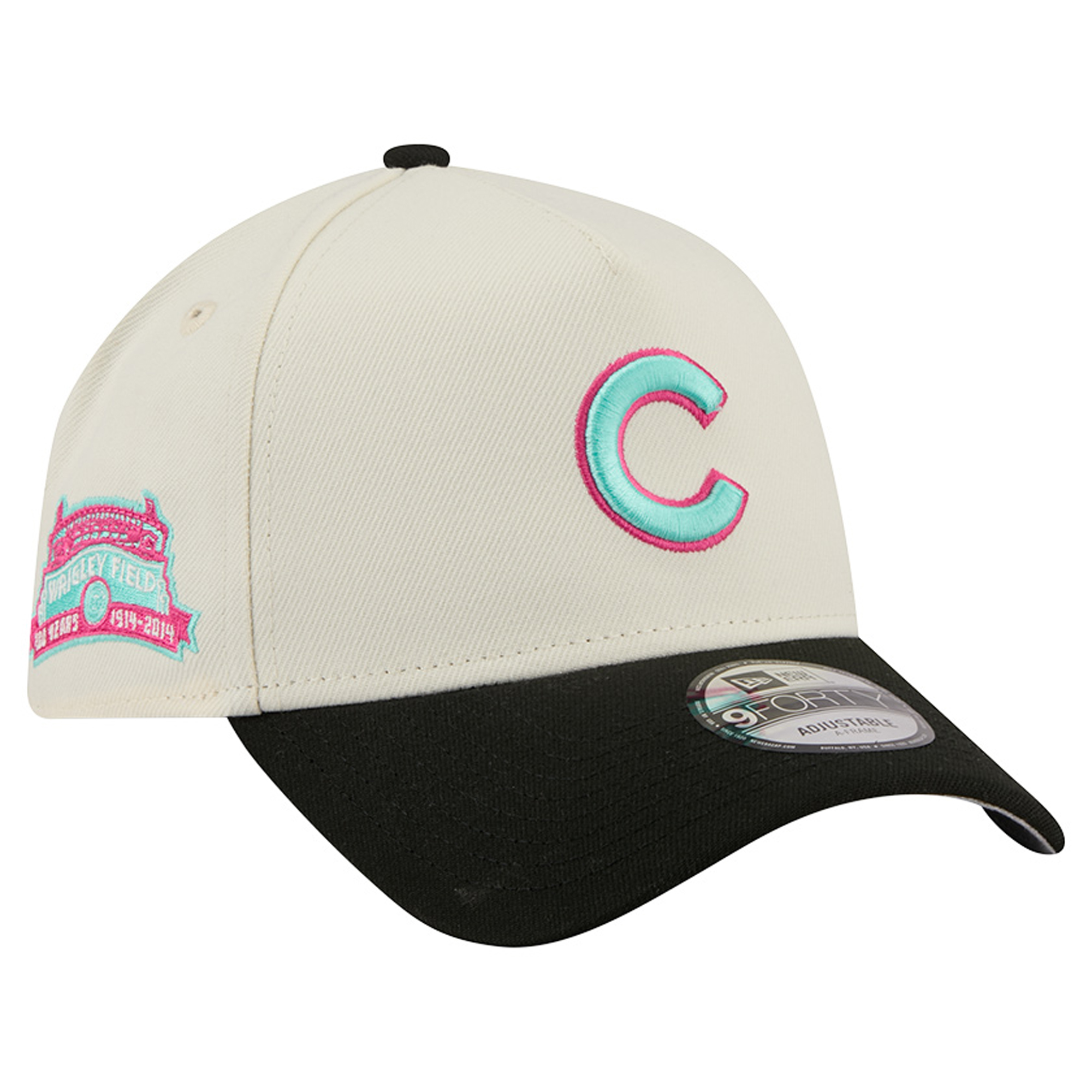 Men's New Era Cream Chicago Cubs Stadium Chrome 9FORTY A-Frame Adjustable Hat