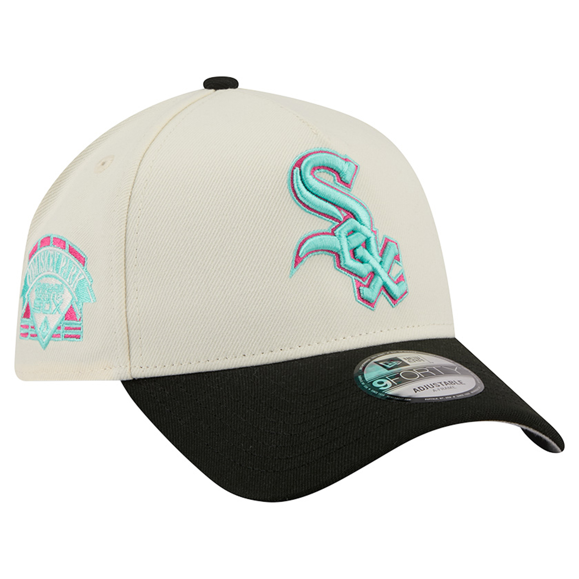 Men's New Era Cream Chicago White Sox Stadium Chrome 9FORTY A-Frame Adjustable Hat