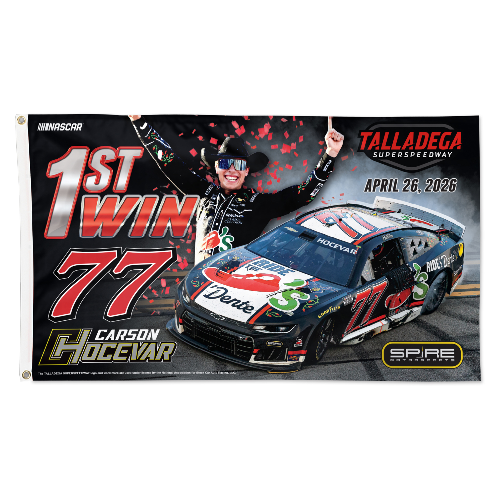 WinCraft Carson Hocevar 1st Win Single-Sided Deluxe 3' x 5' Team Flag