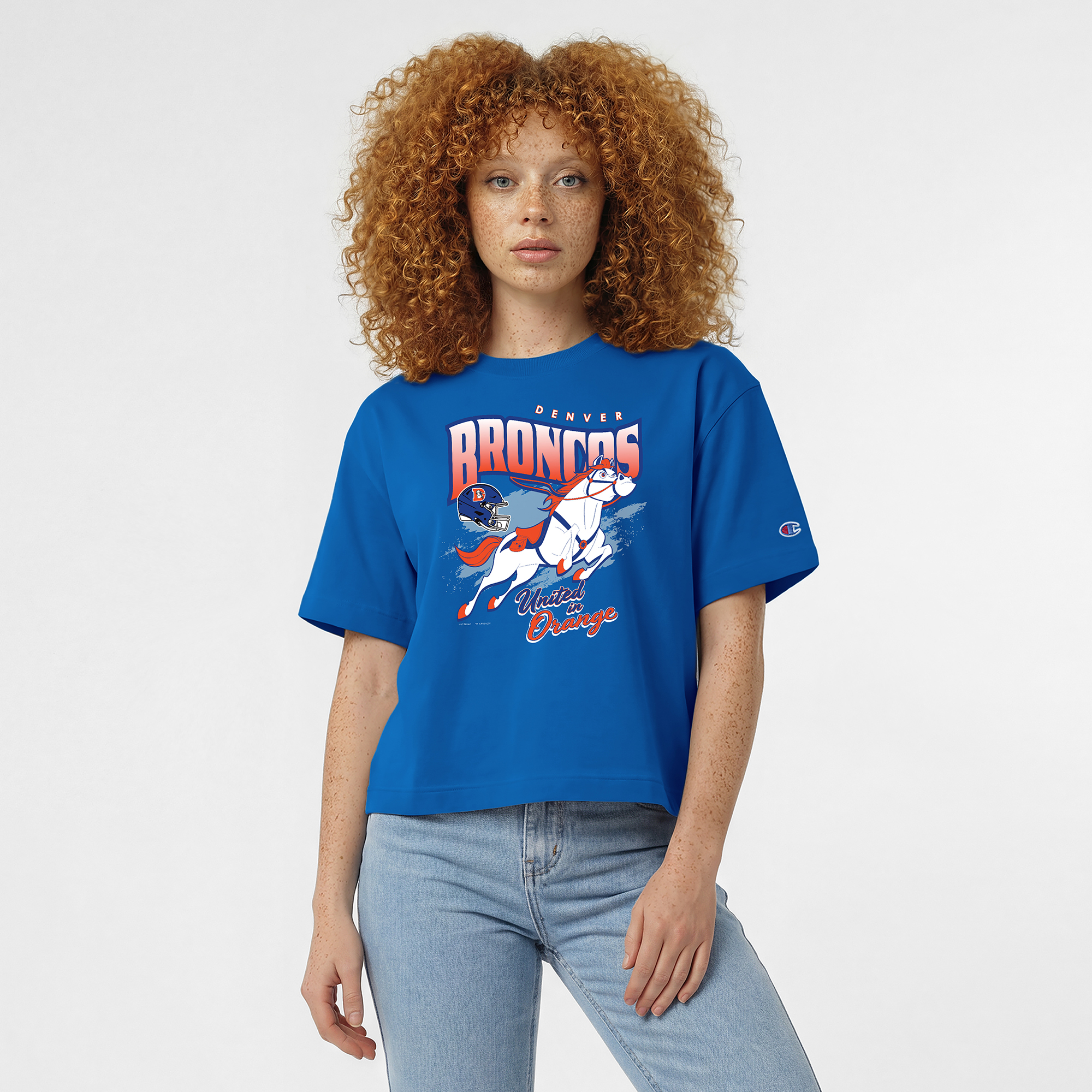Women's Disney x Champion Royal Denver Broncos Maximus All-Star T-Shirt