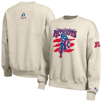 Women's Disney x Champion  Oatmeal New England Patriots All-Star Fleece Crew Sweatshirt