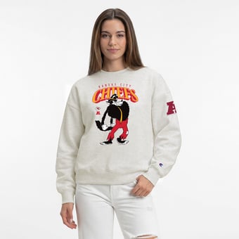 Women's Disney x Champion  Oatmeal Kansas City Chiefs All-Star Fleece Crew Sweatshirt