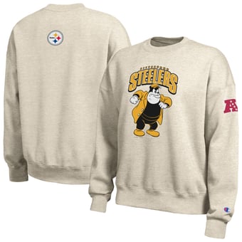Women's Disney x Champion  Oatmeal Pittsburgh Steelers All-Star Fleece Crew Sweatshirt