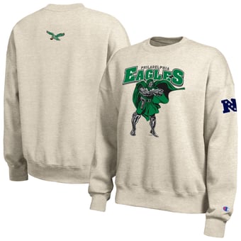 Women's Disney x Champion  Oatmeal Philadelphia Eagles All-Star Fleece Crew Sweatshirt