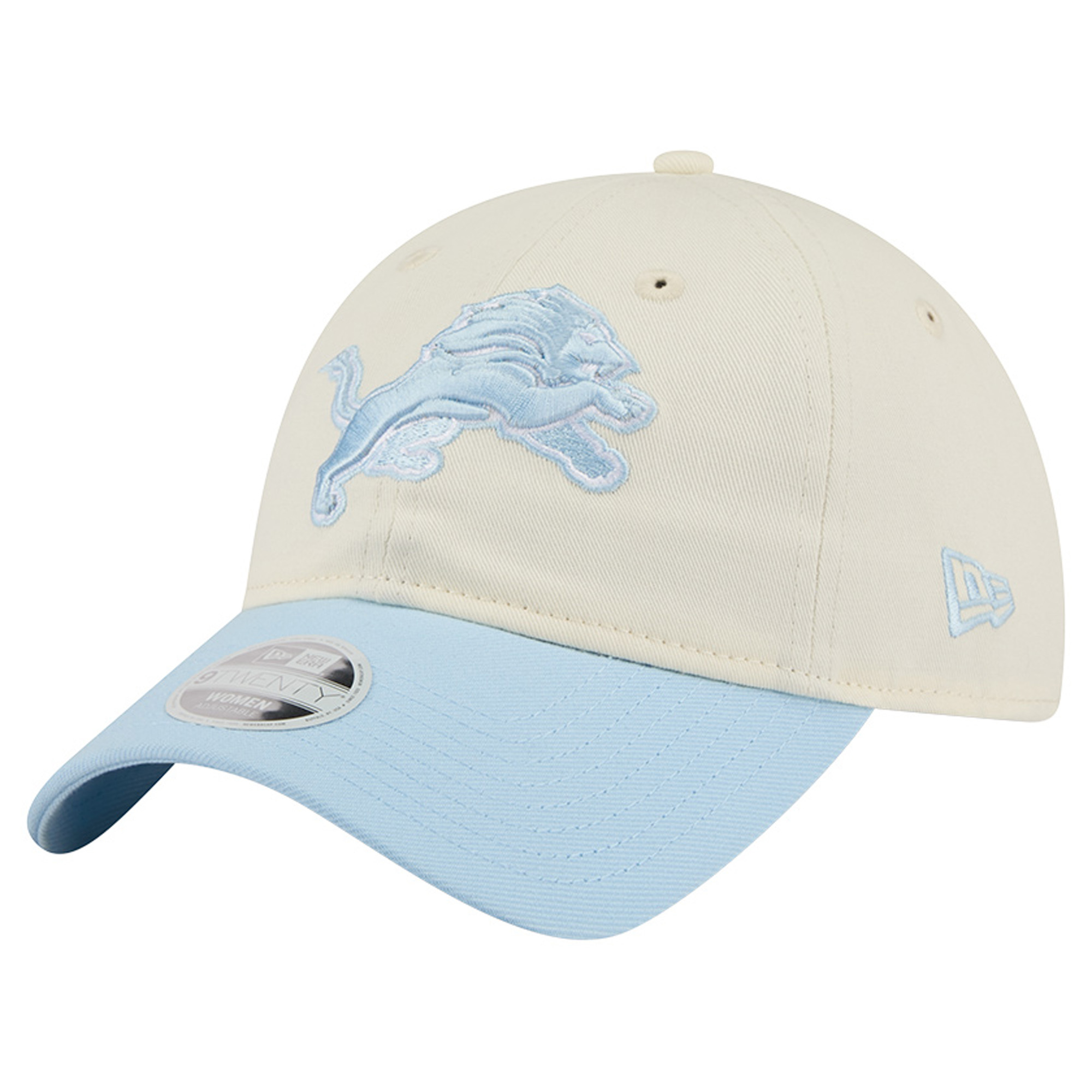 Women's New Era Cream/Coastal Blue Detroit Lions 9TWENTY Adjustable Hat