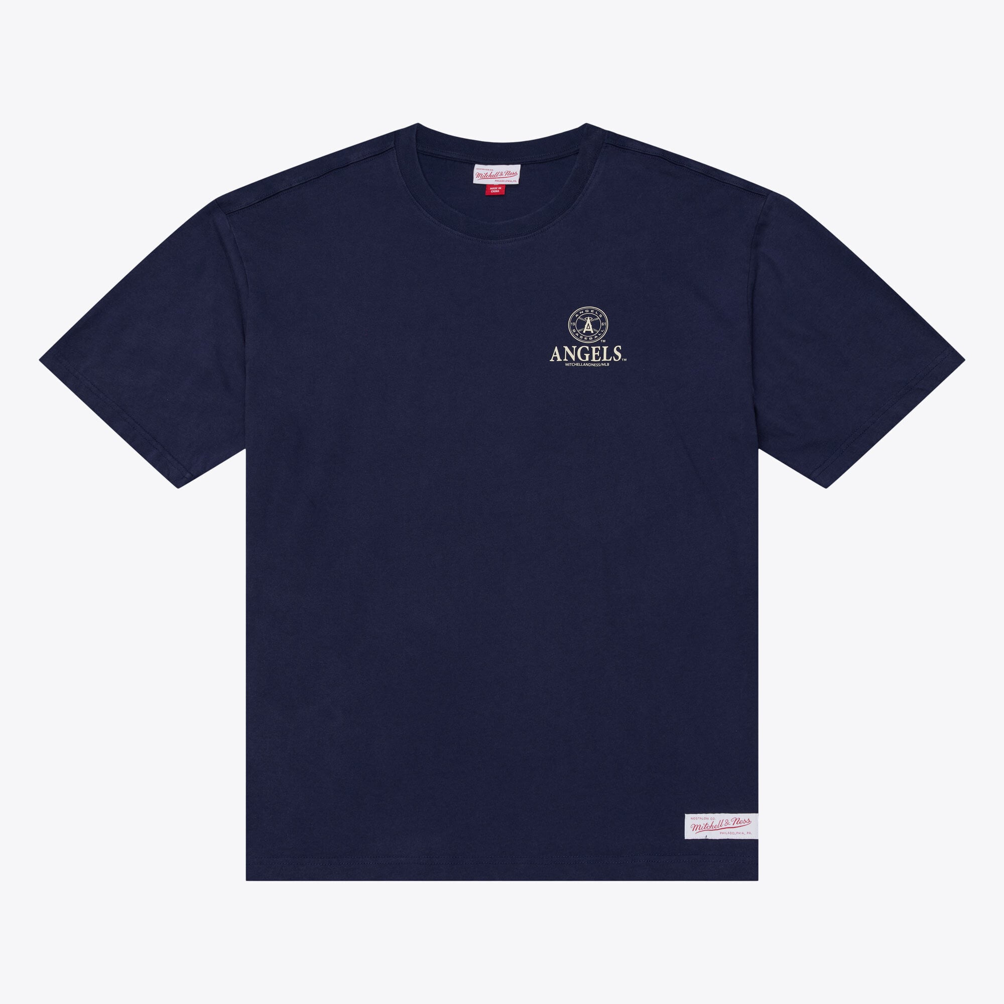 T-shirt da uomo Mitchell & Ness blu navy Los Angeles Angels Core Essentials