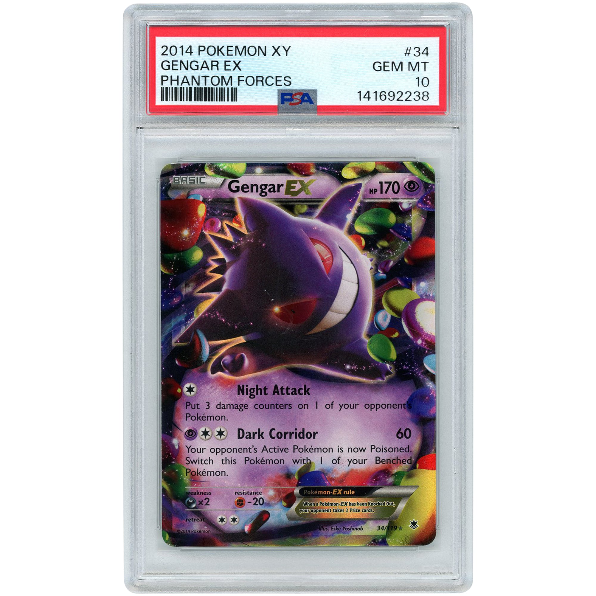 Gengar EX 2014 Pokemon Phantom Forces Ultra Rare #34 PSA Authenticated 10 Card