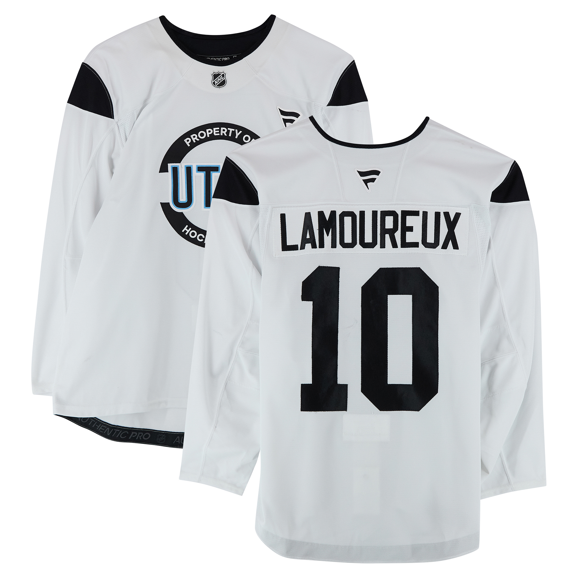 Maveric Lamoureux Utah Hockey Club Practice-Used #10 White Authentic Pro Jersey from the 2024-25 NHL Season