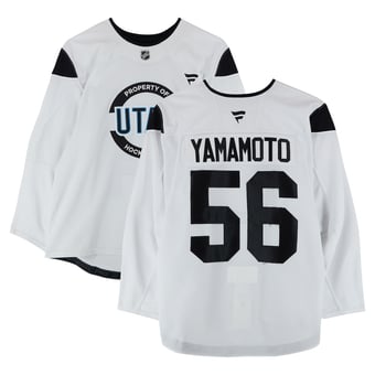 Kailer Yamamoto Utah Hockey Club Practice-Used #56 White Authentic Pro Jersey from the 2024-25 NHL Season