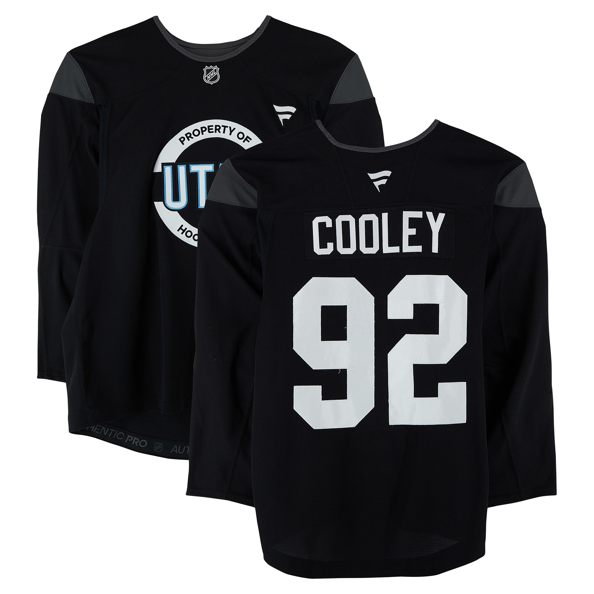 Logan Cooley Utah Mammoth Practice-Used #92 Black Jersey from the 2024-25 NHL Season