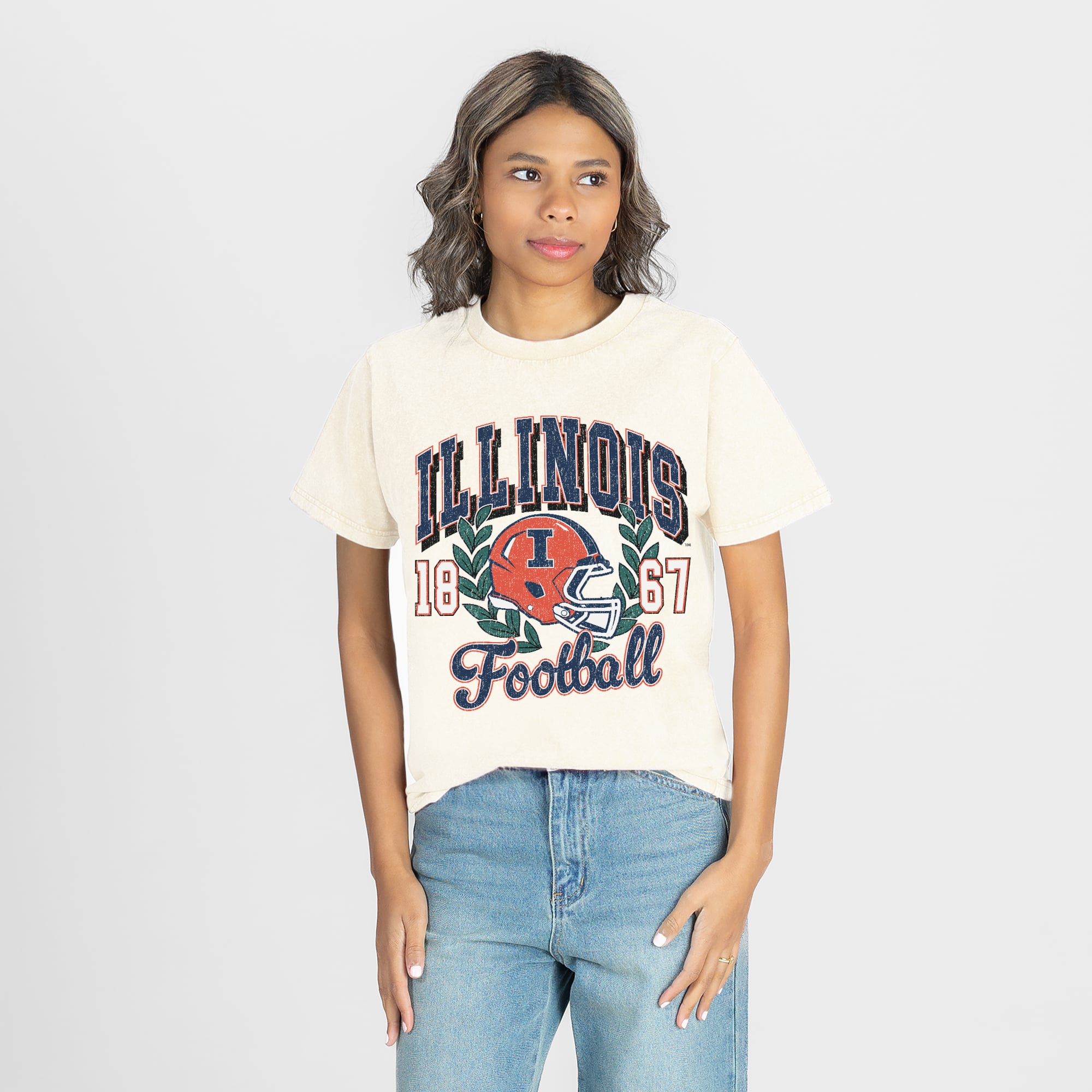 Women's Gameday Couture Natural Illinois Fighting Illini Raised on Victory T-Shirt