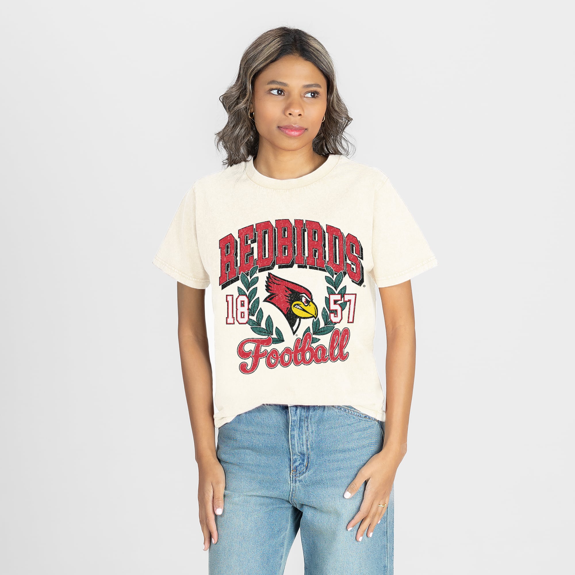 Women's Gameday Couture Natural Illinois State Redbirds Raised on Victory T-Shirt