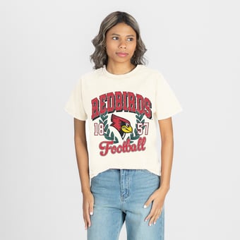 Women's Gameday Couture Natural Illinois State Redbirds Raised on Victory T-Shirt