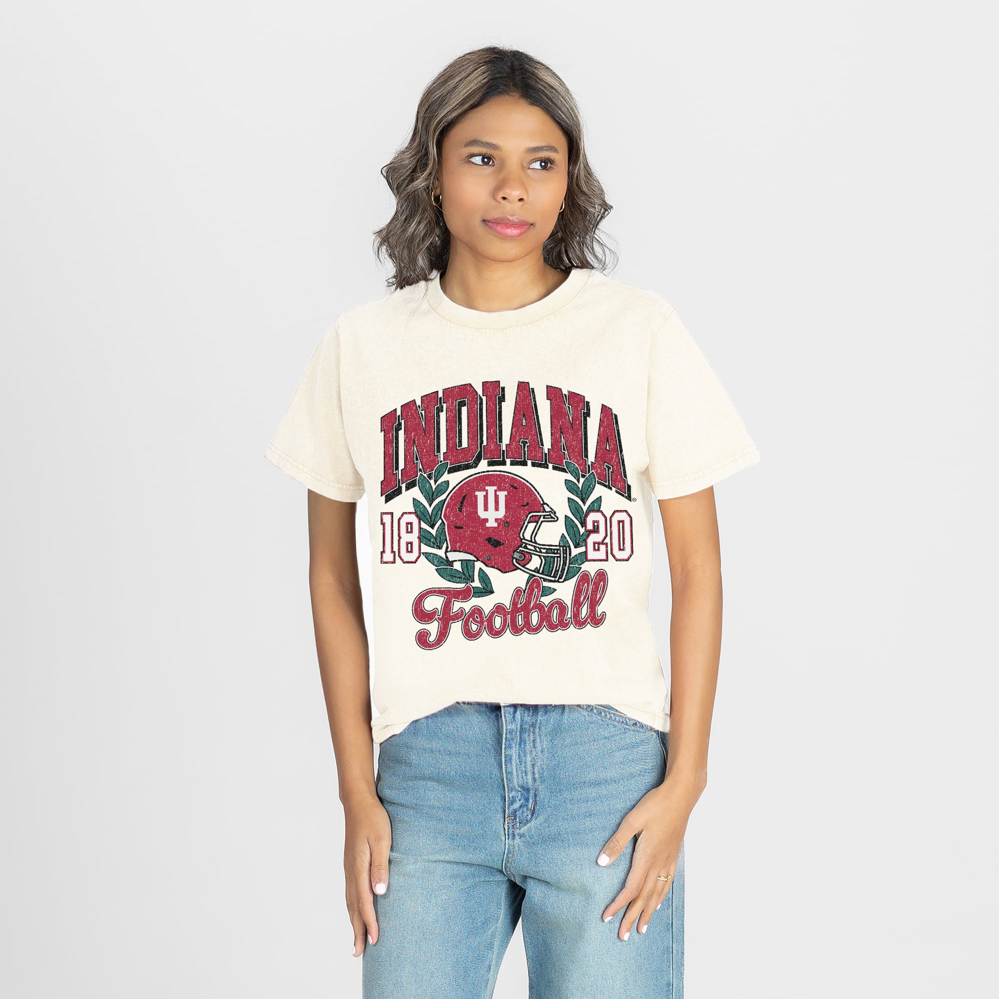 Women's Gameday Couture Natural Indiana Hoosiers Raised on Victory T-Shirt