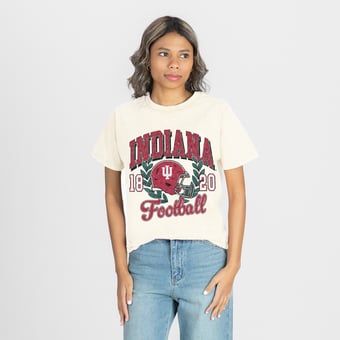 Women's Gameday Couture Natural Indiana Hoosiers Raised on Victory T-Shirt