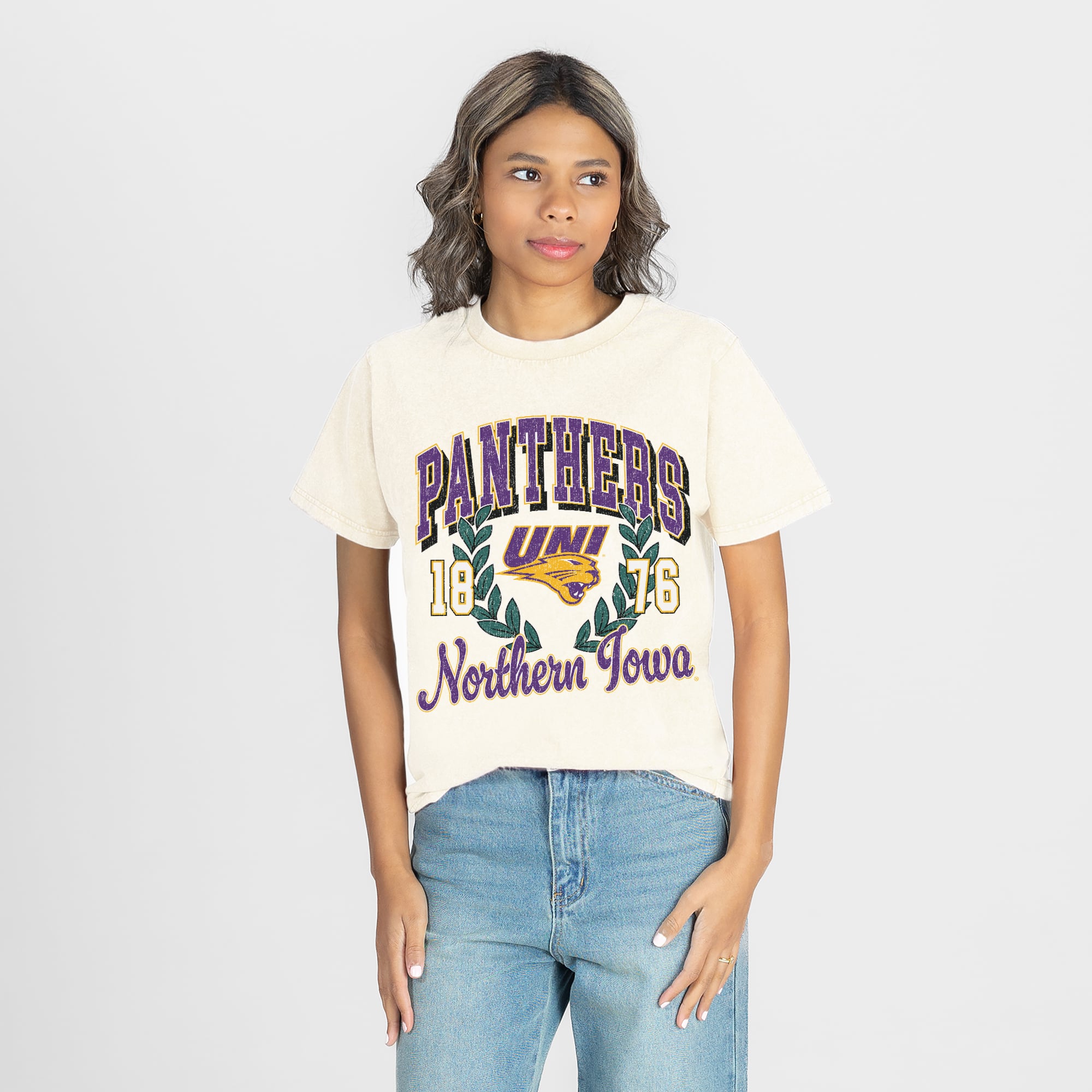 Women's Gameday Couture Natural Northern Iowa Panthers Raised on Victory T-Shirt