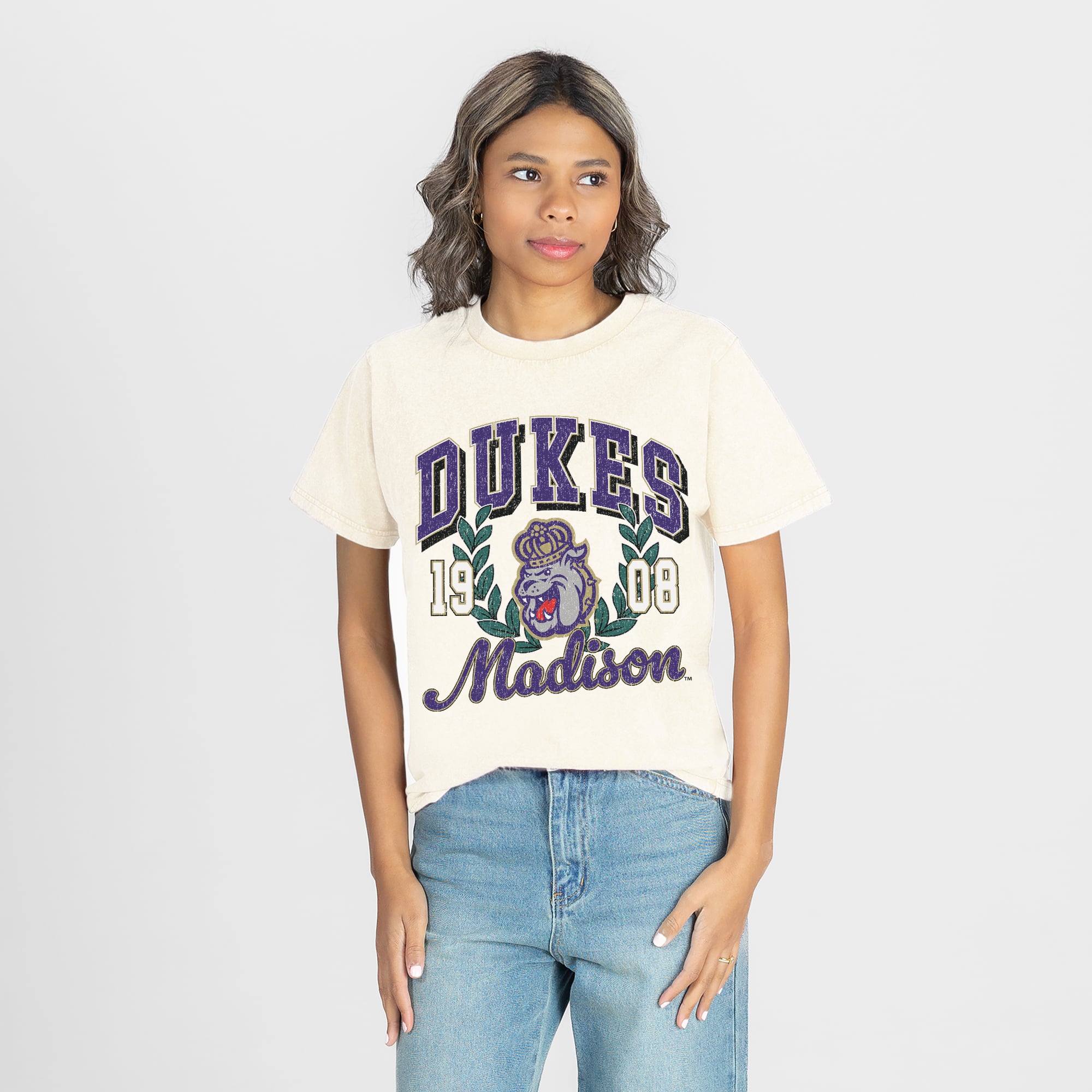 Women's Gameday Couture Natural James Madison Dukes Raised on Victory T-Shirt