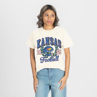 Women's Gameday Couture Natural Kansas Jayhawks Raised on Victory T-Shirt