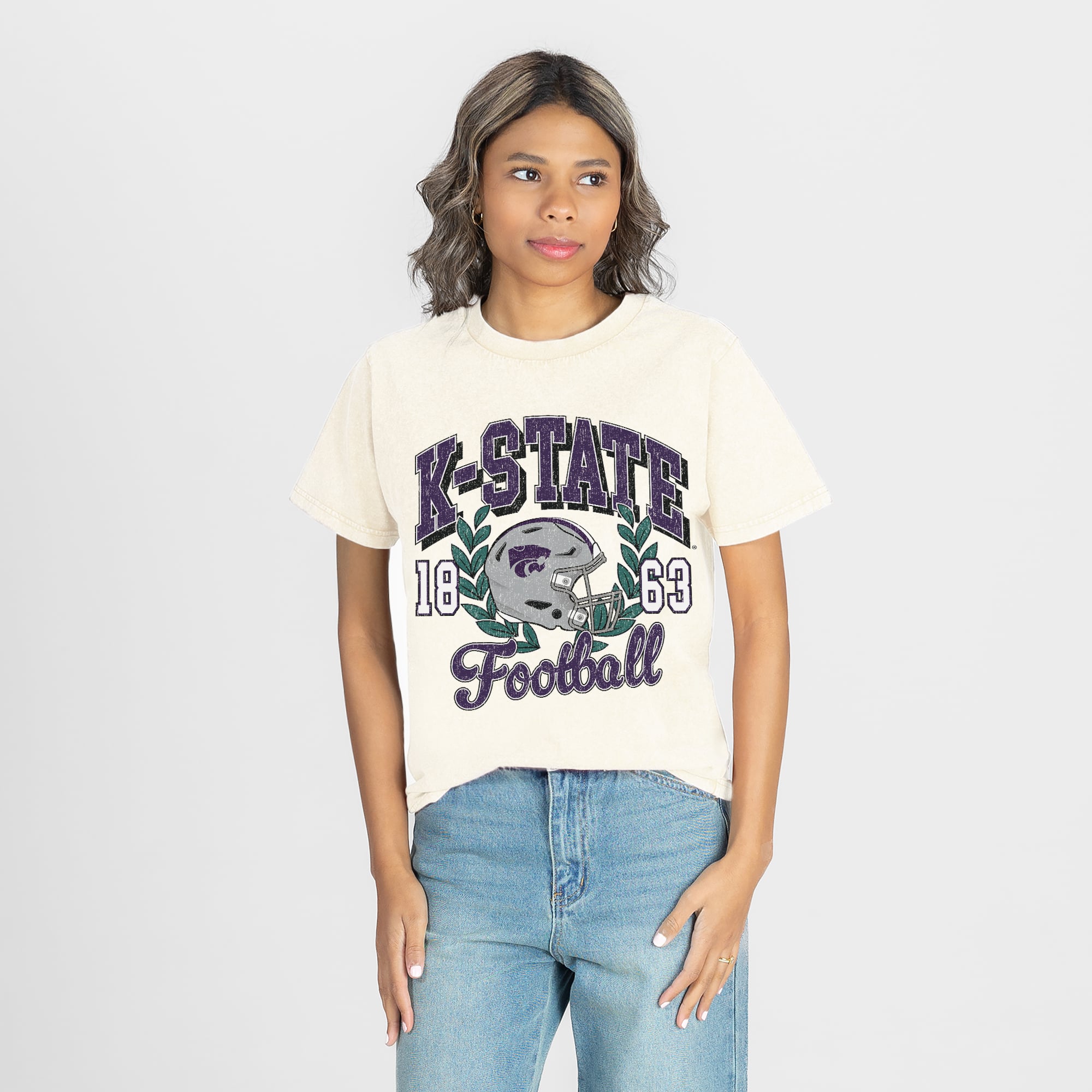 Women's Gameday Couture Natural Kansas State Wildcats Raised on Victory T-Shirt