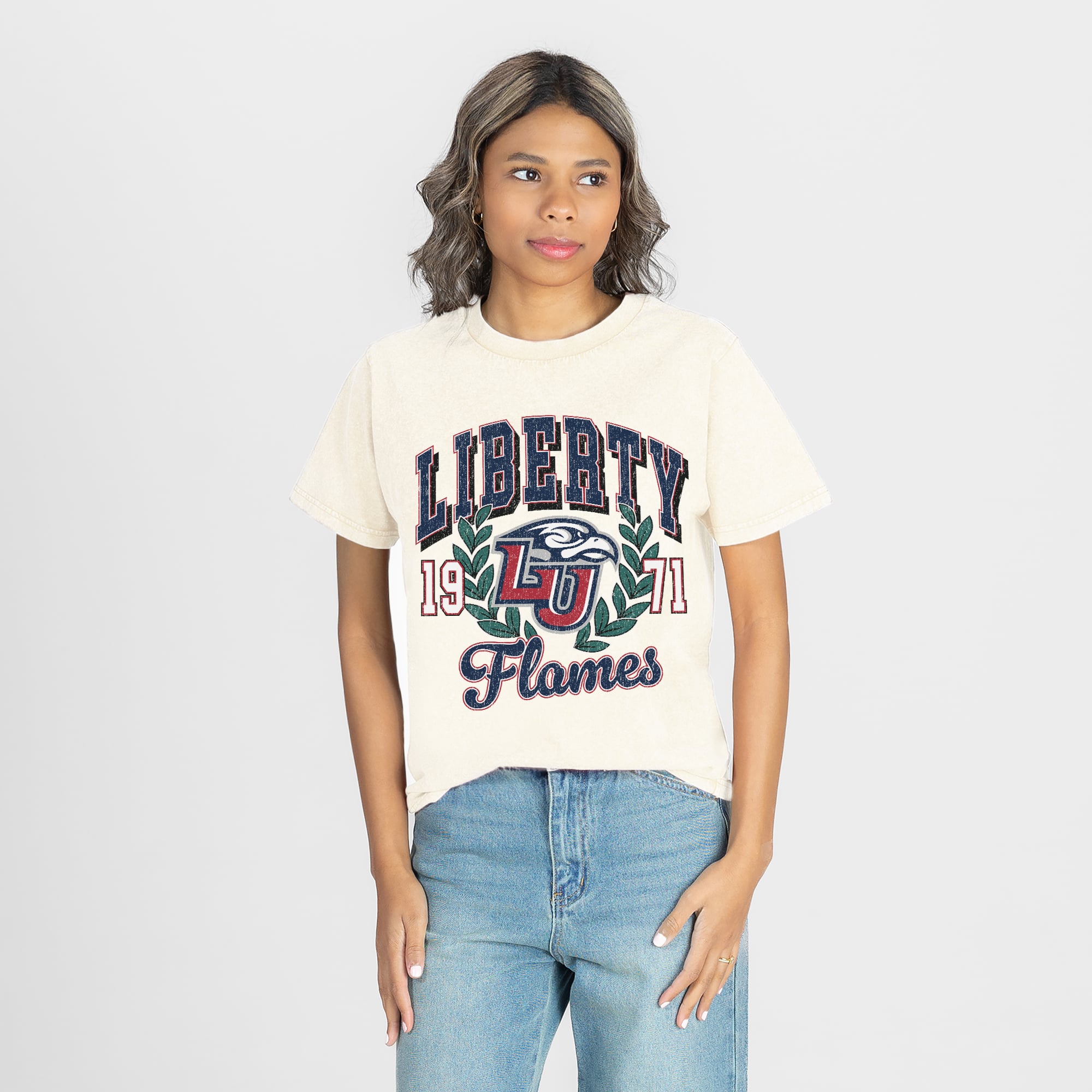 Women's Gameday Couture Natural Liberty Flames Raised on Victory T-Shirt