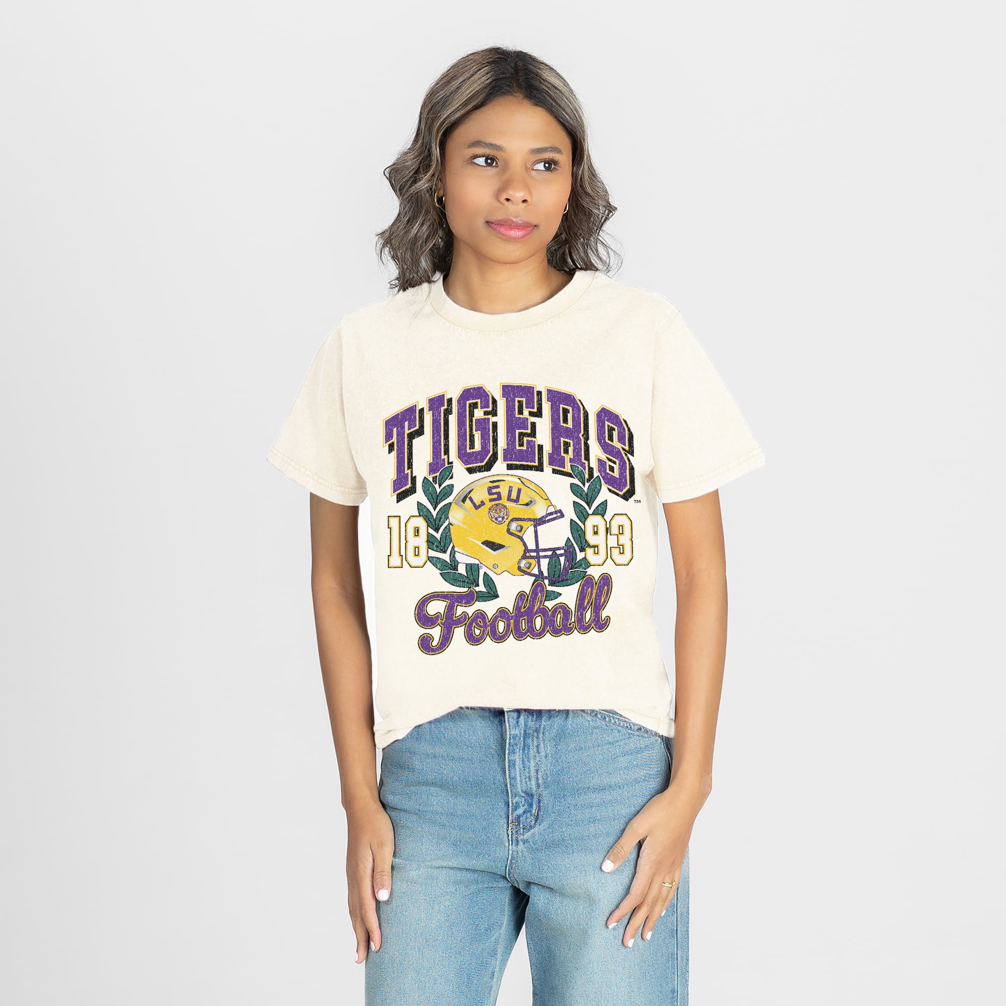 Women's Gameday Couture Natural LSU Tigers Raised on Victory T-Shirt