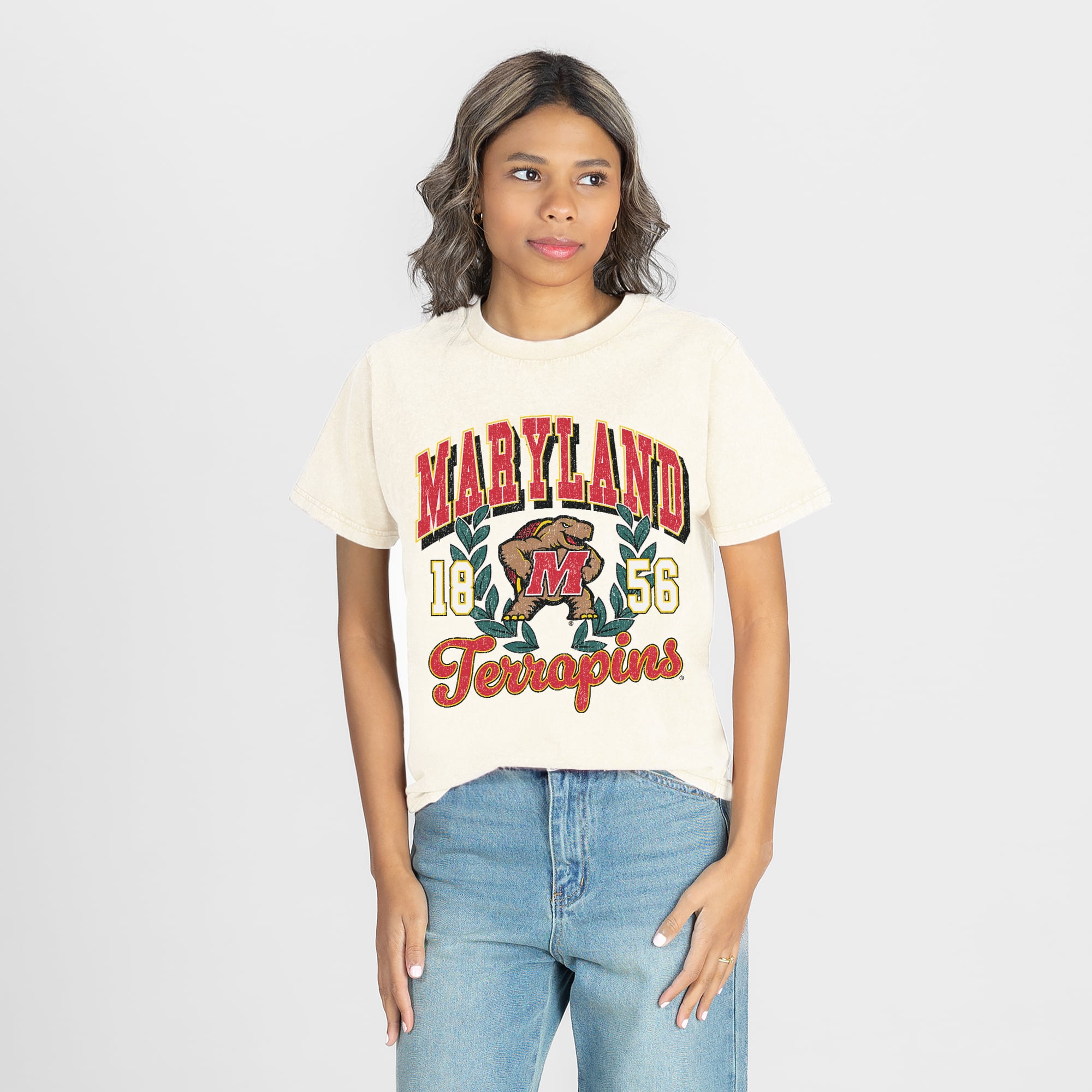 Women's Gameday Couture Natural Maryland Terrapins Raised on Victory T-Shirt