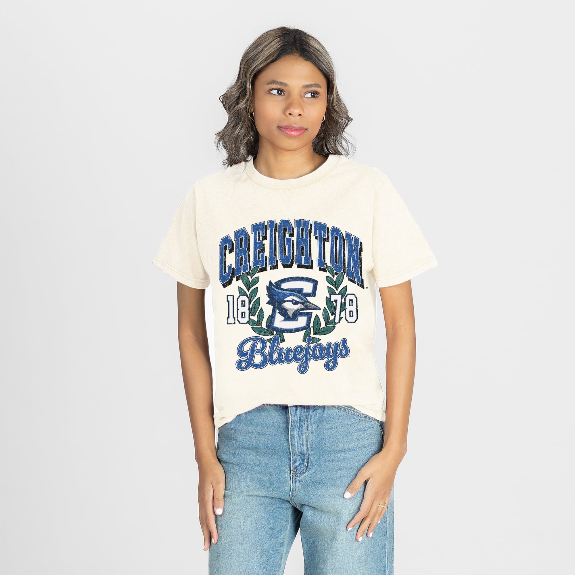 Women's Gameday Couture Natural Creighton Bluejays Raised on Victory T-Shirt