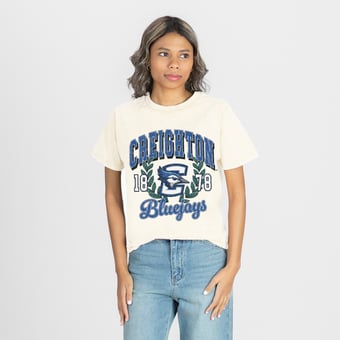 Women's Gameday Couture Natural Creighton Bluejays Raised on Victory T-Shirt