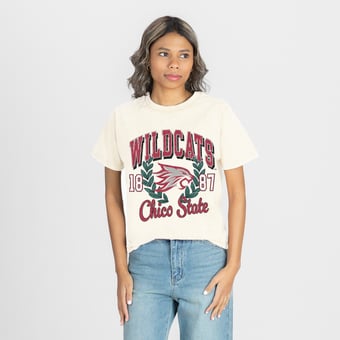 Women's Gameday Couture Natural Cal State Chico Wildcats Raised on Victory T-Shirt