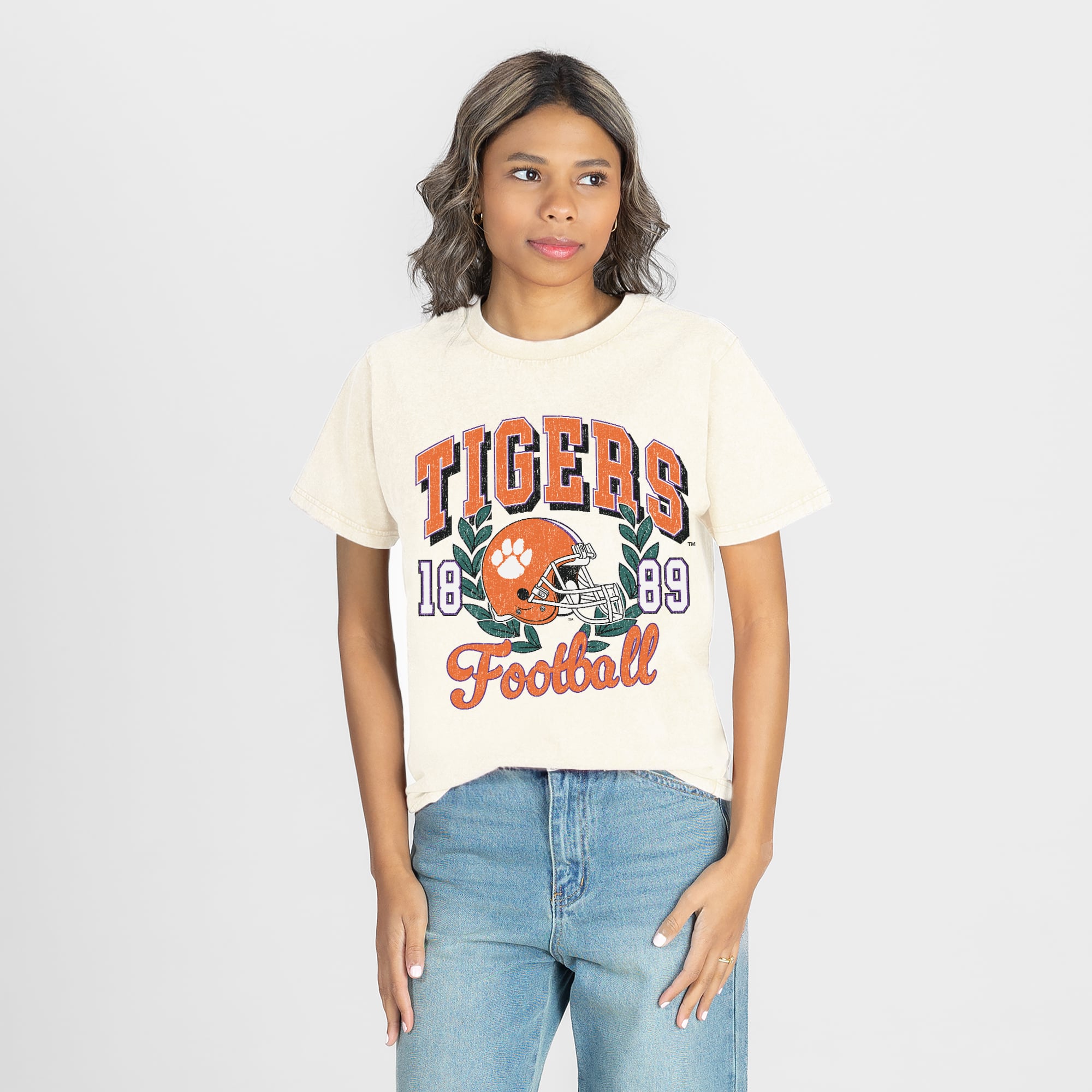 Women's Gameday Couture Natural Clemson Tigers Raised on Victory T-Shirt