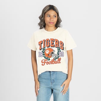 Women's Gameday Couture Natural Clemson Tigers Raised on Victory T-Shirt