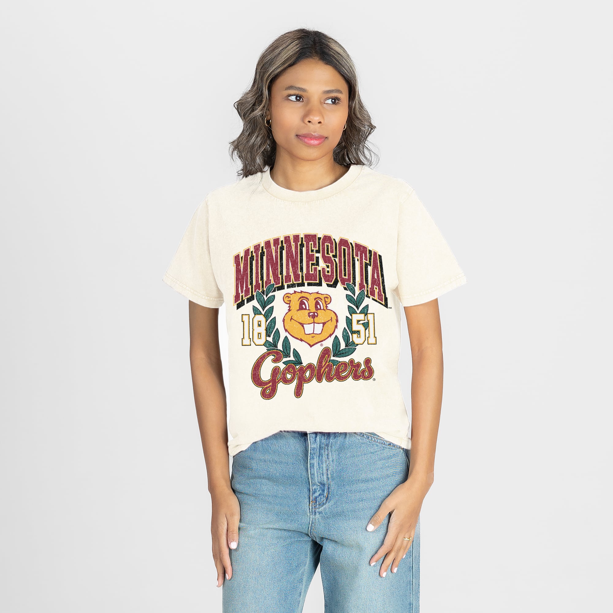 Women's Gameday Couture Natural Minnesota Golden Gophers Raised on Victory T-Shirt