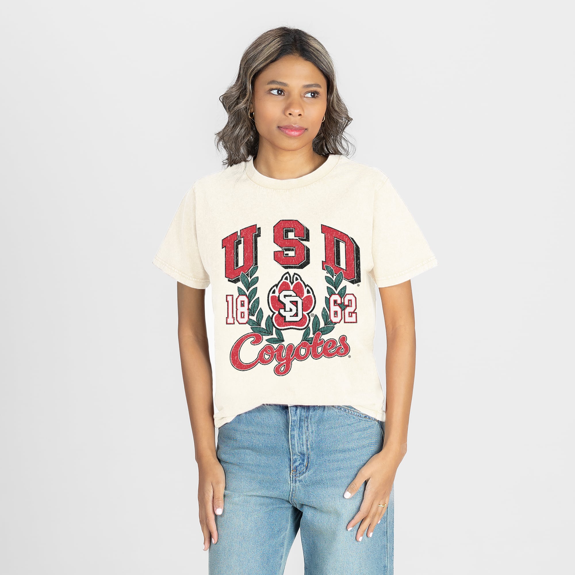 Women's Gameday Couture Natural South Dakota Coyotes Raised on Victory T-Shirt